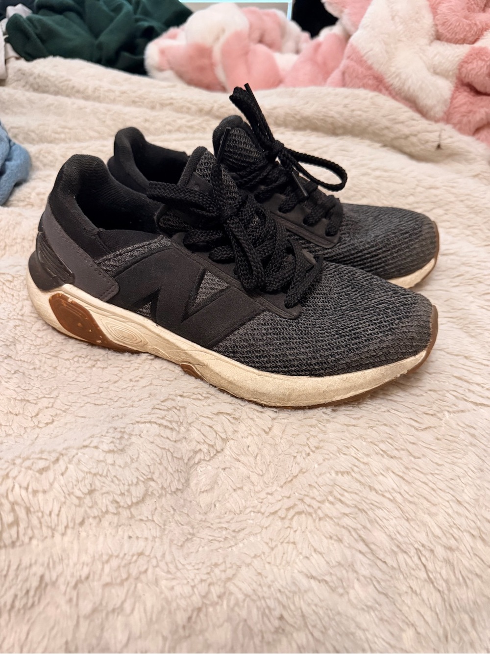 New Balance Black Knit Sneakers with Cream Midsole